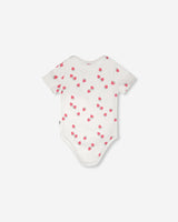 Evolutive Cotton Rib Jersey Onesie White Printed Strawberries-2