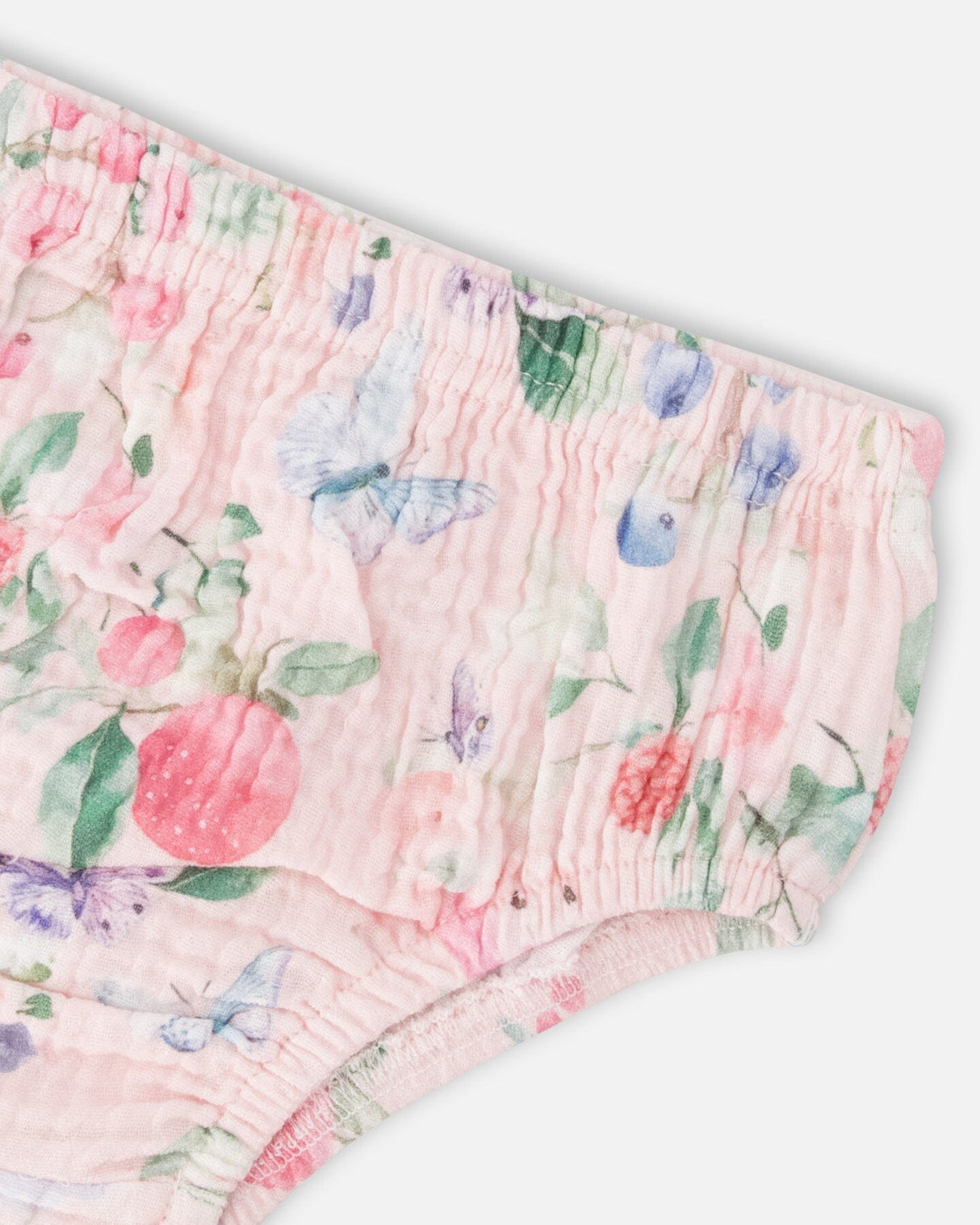 Cotton Muslin Dress And Bloomer Set Pink Printed Berries-4