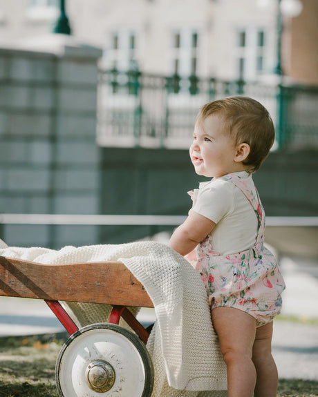 Organic Cotton Jersey Onesie And Muslin Overall Set White And Pink Printed Berries-1