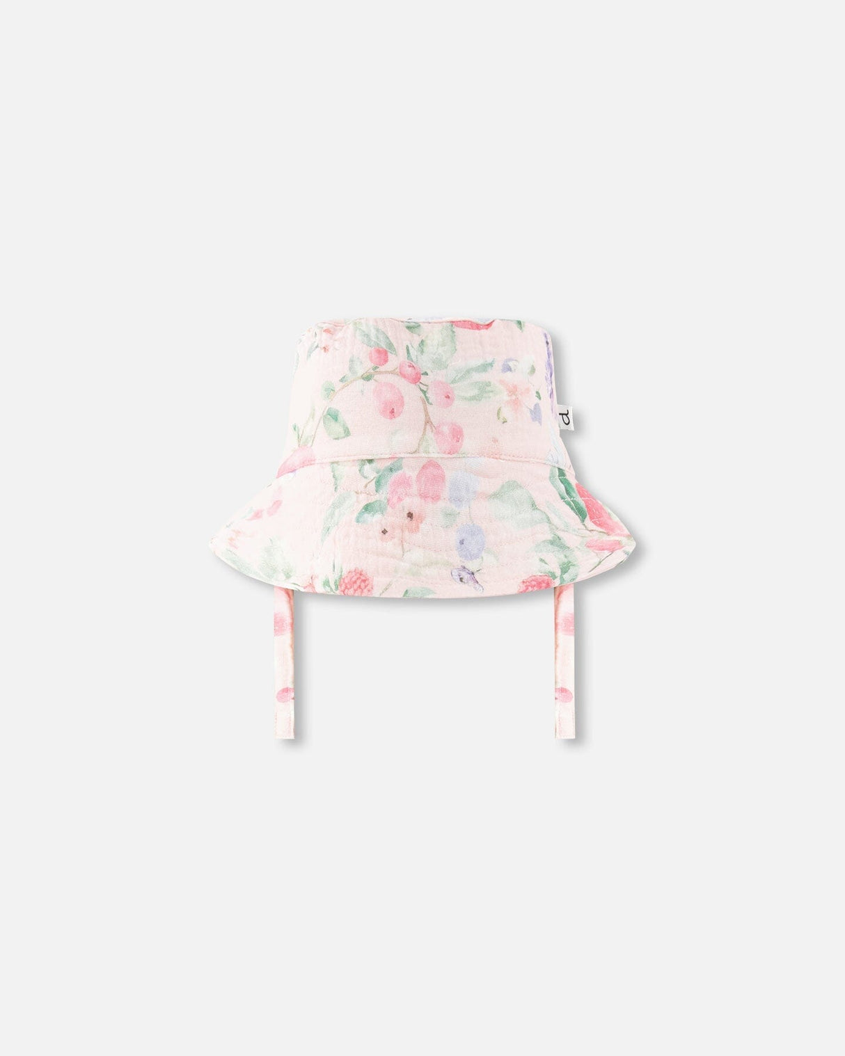Cotton Muslin Hat Pink Printed Berries-0