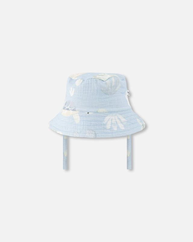 Cotton Muslin Hat Blue Turtle Print-0
