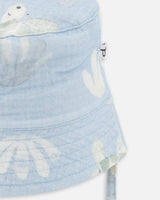 Cotton Muslin Hat Blue Turtle Print-3