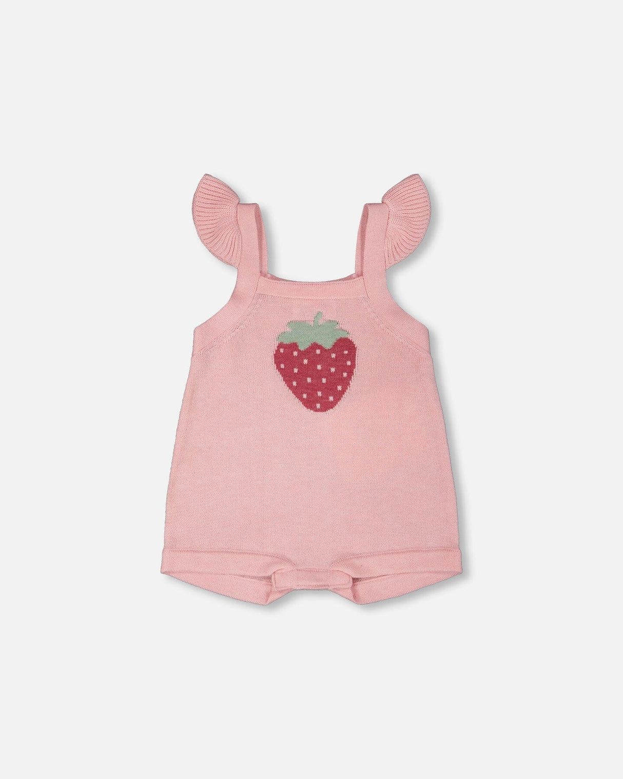 Knit Strawberry Romper Light Pink-0