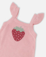 Knit Strawberry Romper Light Pink-3