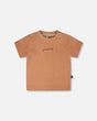 Cotton Rib Jersey T-Shirt And Organic Cotton Jersey Short Set Caramel And Beige Zebra Print-0