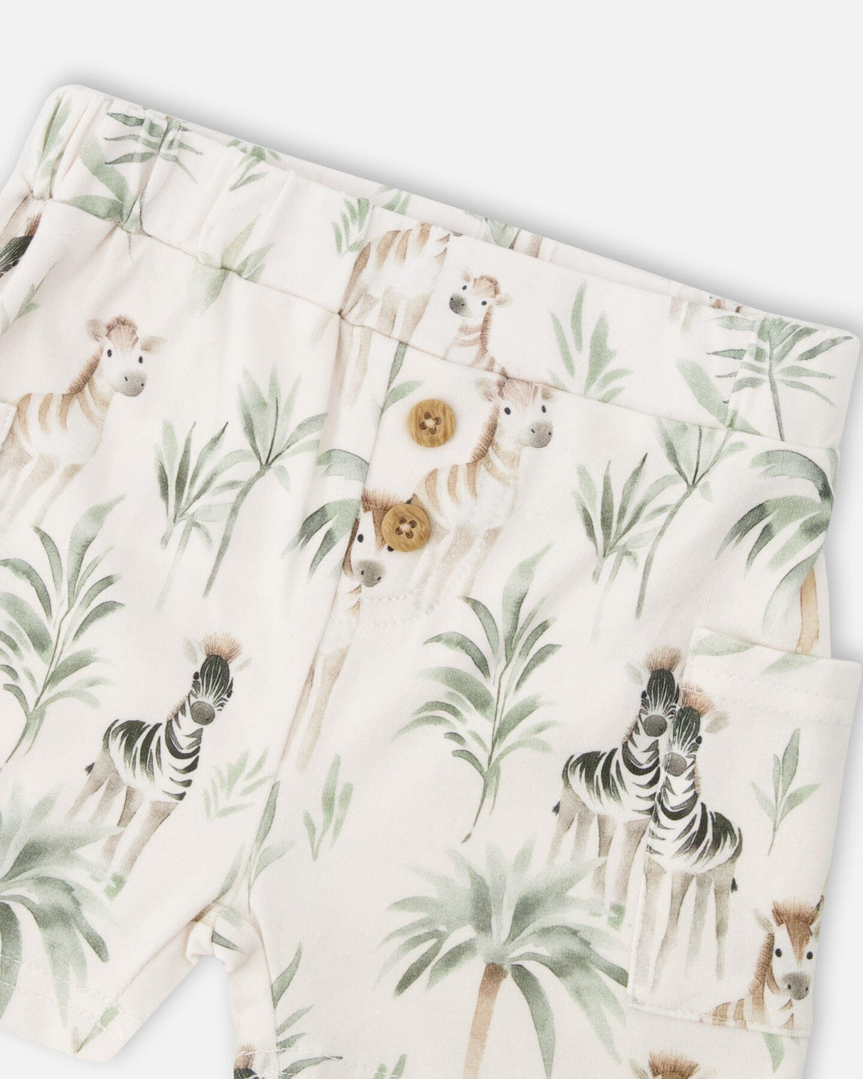 Cotton Rib Jersey T-Shirt And Organic Cotton Jersey Short Set Caramel And Beige Zebra Print-4