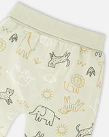 Organic Cotton Jersey Sweater And Pants Set Sage Green Animal Print-4