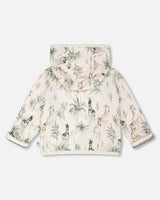 Organic Cotton Jersey Reversible Hooded Jacket Beige Zebra Print-4