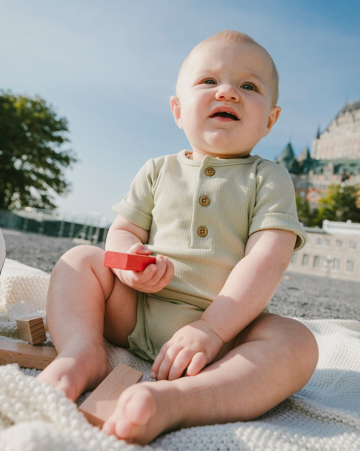 Cotton Rib Romper Sage Green-1