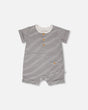 Cotton Jersey Romper Black And Off White Stripes-0