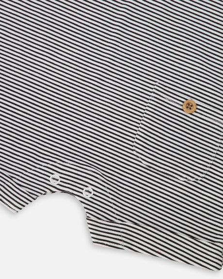 Cotton Jersey Romper Black And Off White Stripes-3