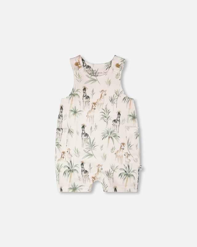 Organic Cotton Jersey Romper Beige Zebra Print-0