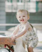 Organic Cotton Jersey Romper Beige Zebra Print-1