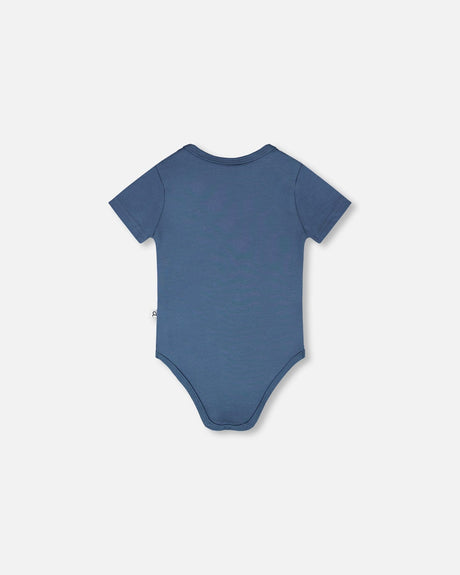 Evolutive Organic Cotton Jersey Onesie Medium Blue-2