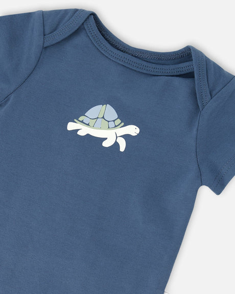 Evolutive Organic Cotton Jersey Onesie Medium Blue-3