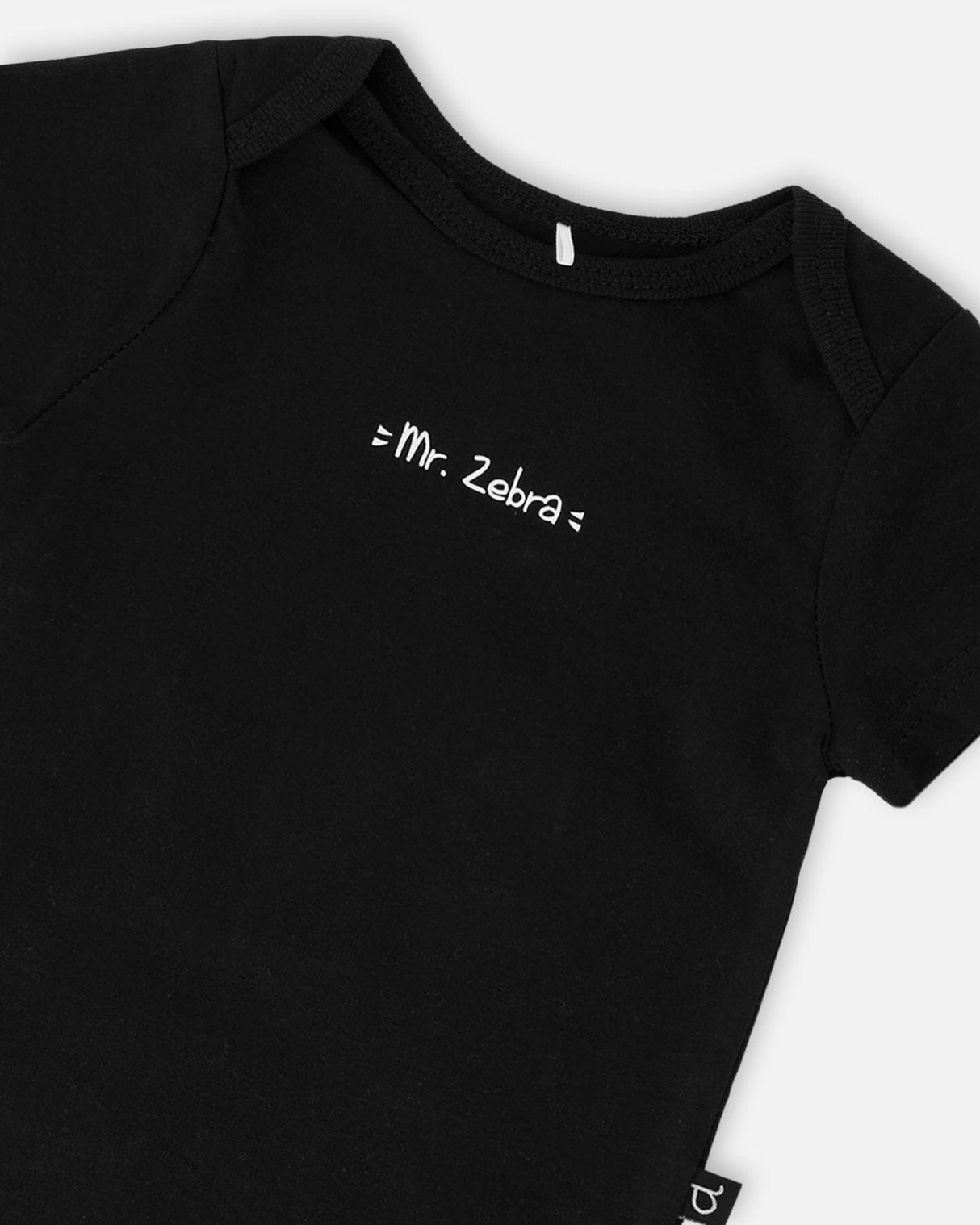 Evolutive Organic Cotton Jersey "Mister Zebra" Onesie Black-3