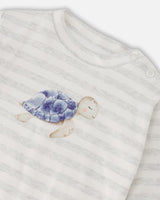 Soft Jersey Sweater And Pants Set White And Grey Stripes-3