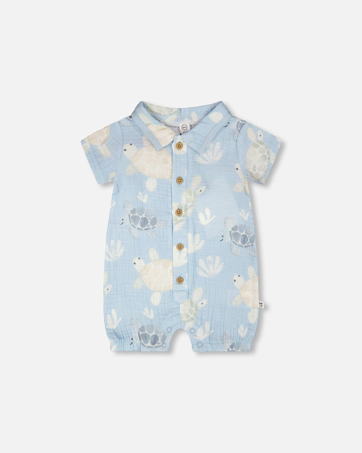 Muslin Romper Blue Turtle Print-0
