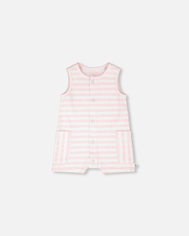 Cotton Striped Romper White And Pink Stripes-0