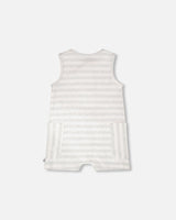 Cotton Striped Romper White And Grey Stripes-1