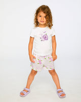 French Terry Shorts Lilac Snails Print-2