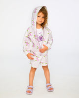 French Terry Hooded Cardigan Lilac Snails Print-2