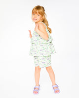 Jersey Romper With Tiers Green Printed Flowers-3