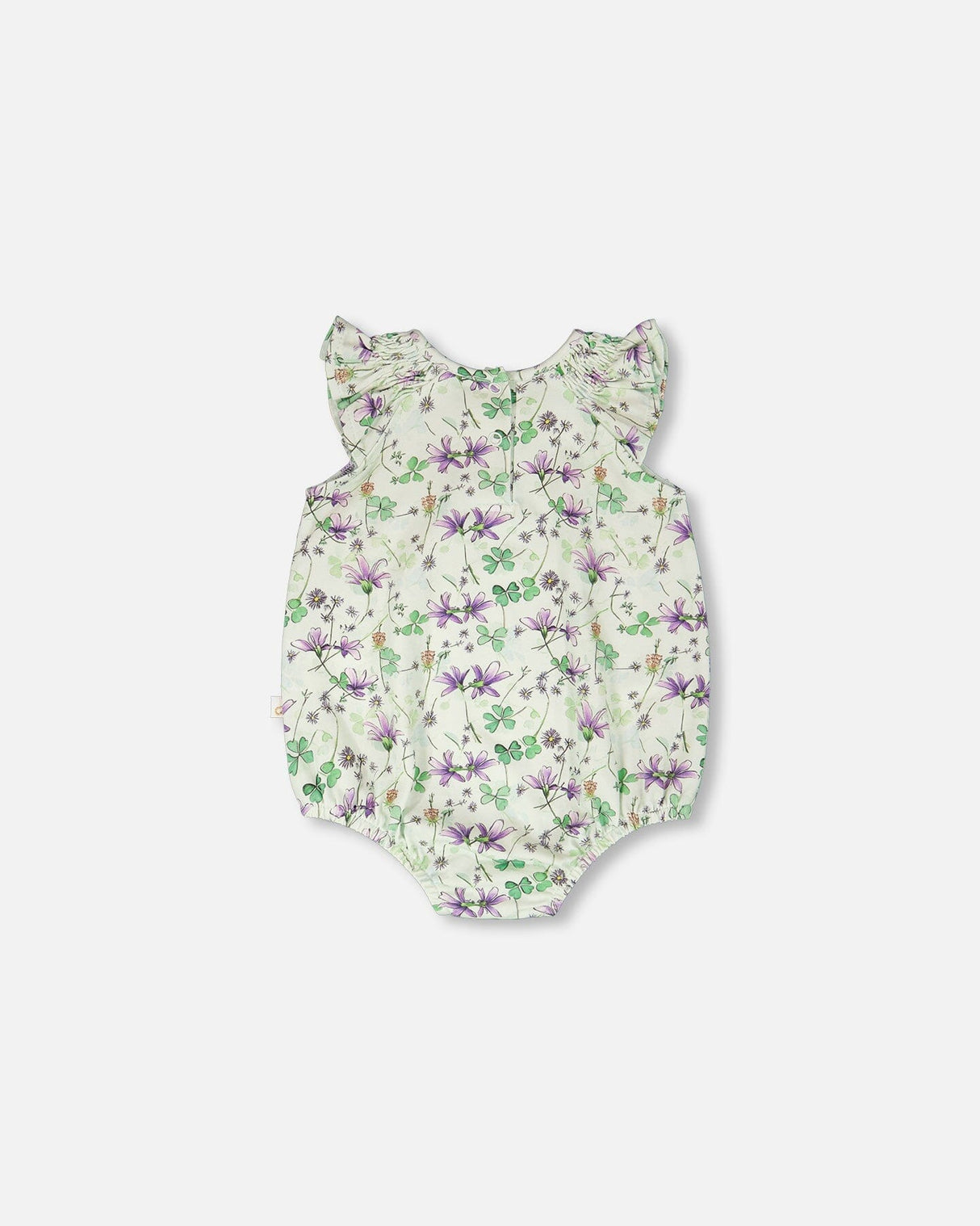 Jersey Romper Green Printed Flowers-1