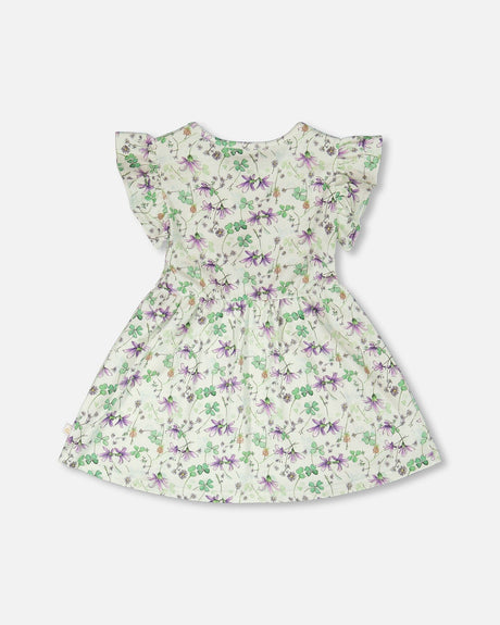 Jersey Dress Green Printed Flowers-2