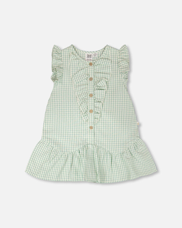 Plaid Poplin Dress Green-0