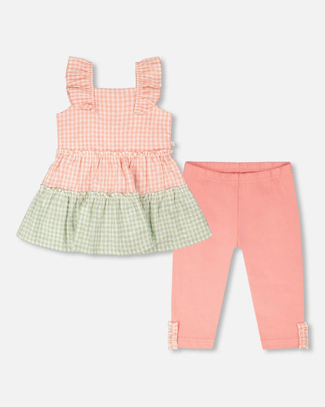 Tunic And Organic Cotton Capri Set Coral Gingham And Coral-0