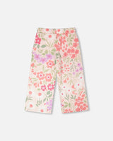 French Terry Pants Pink Printed Flowers-2