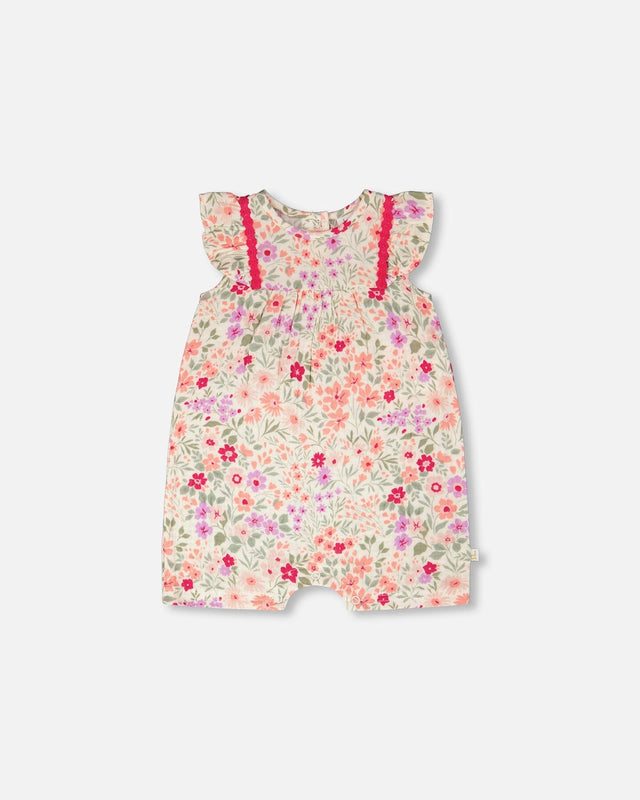 Romper Off White Printed Flowers-0