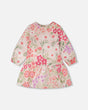French Terry Dress Pink Printed Flowers-0