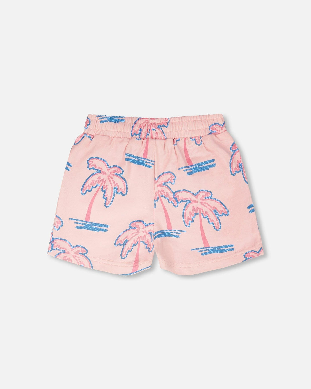 French Terry Shorts Light Pink Palm Print-3