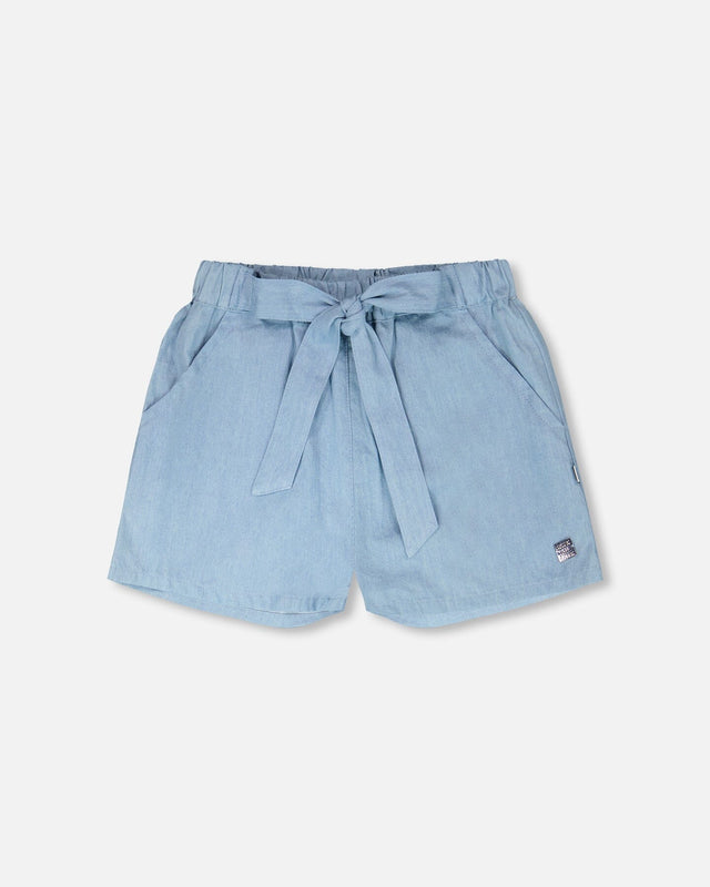 Blue Chambray Shorts-0