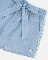 Blue Chambray Shorts-3
