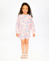 French Terry Sweatshirt Light Pink Palm Print-2