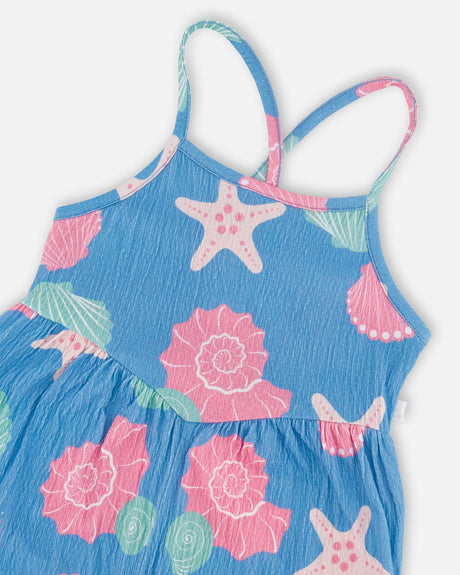 Crinkle Jersey Jumpsuit Blue Shell Print-3