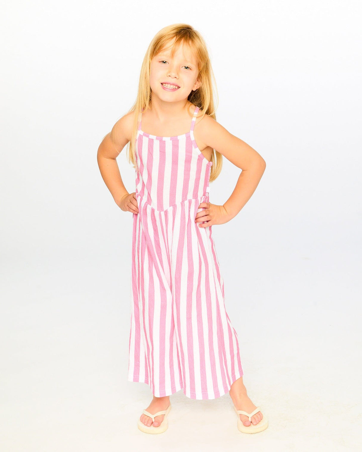 Crinkle Jersey Jumpsuit White And Pink Stripes-3