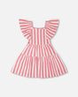 Crinkle Jersey Dress White And Pink Stripes-0