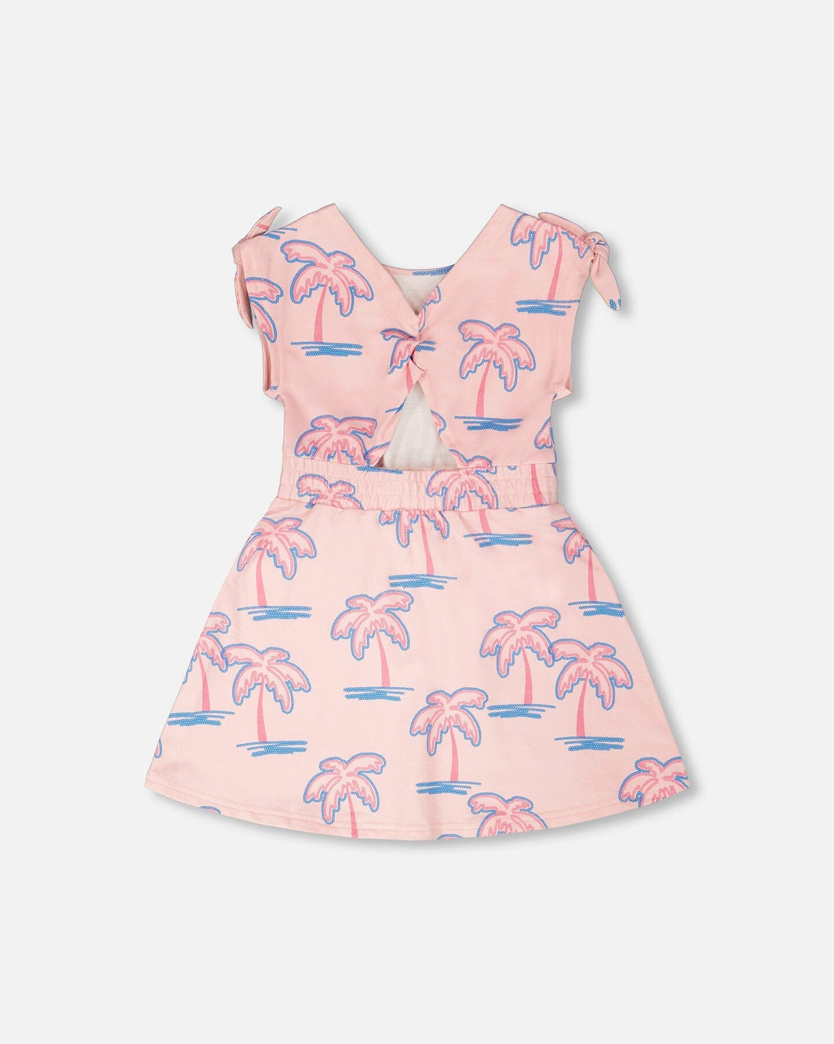 French Terry Dress Light Pink Palm Print-2