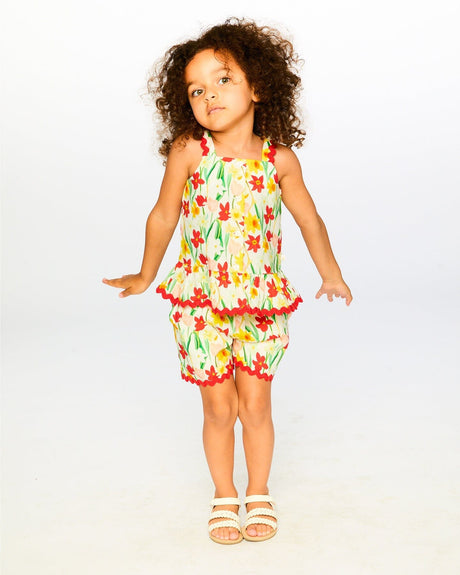 Viscose Top White Daffodil Print-1