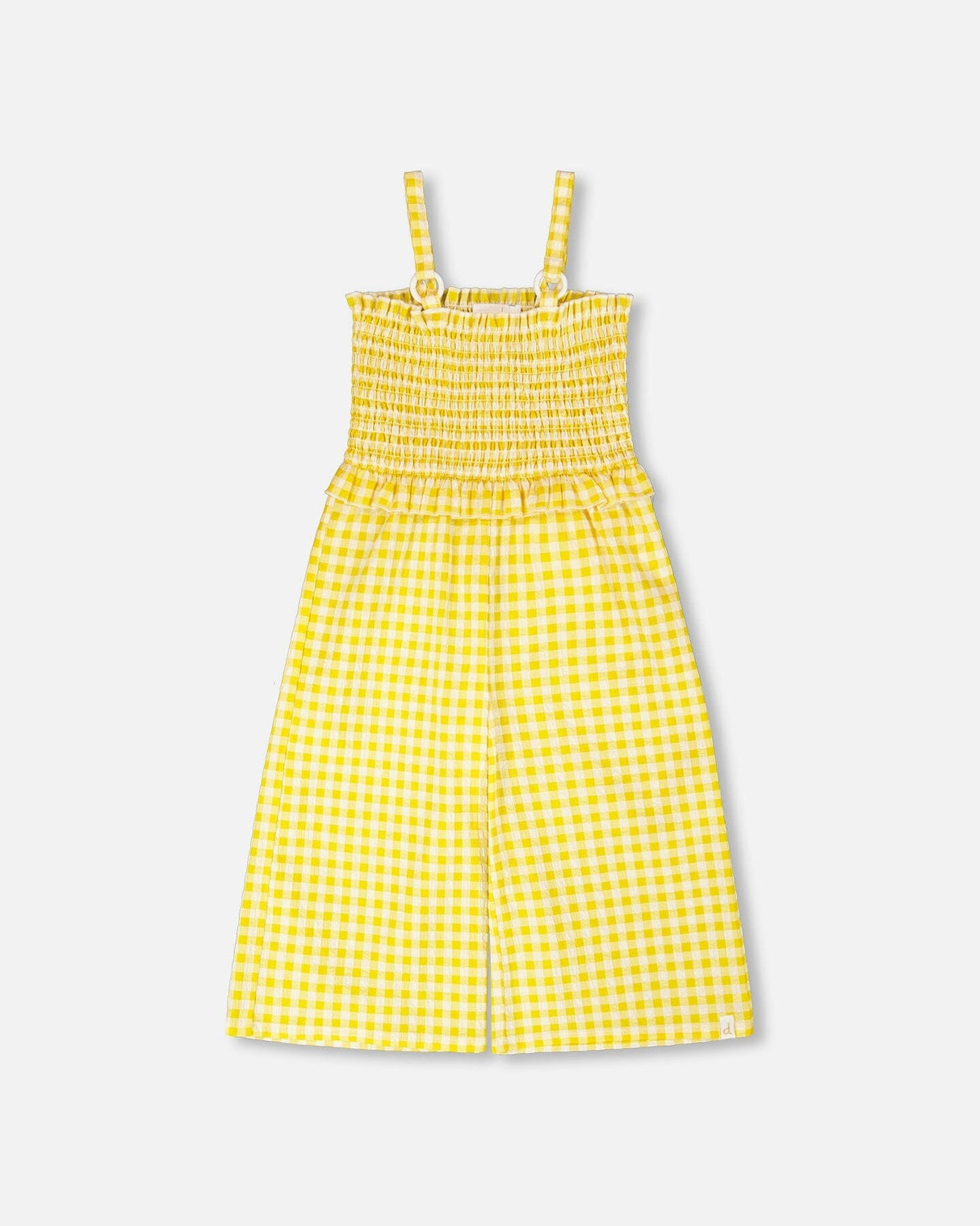 Capri Jumpsuit With Smocking Yellow Gingham-0
