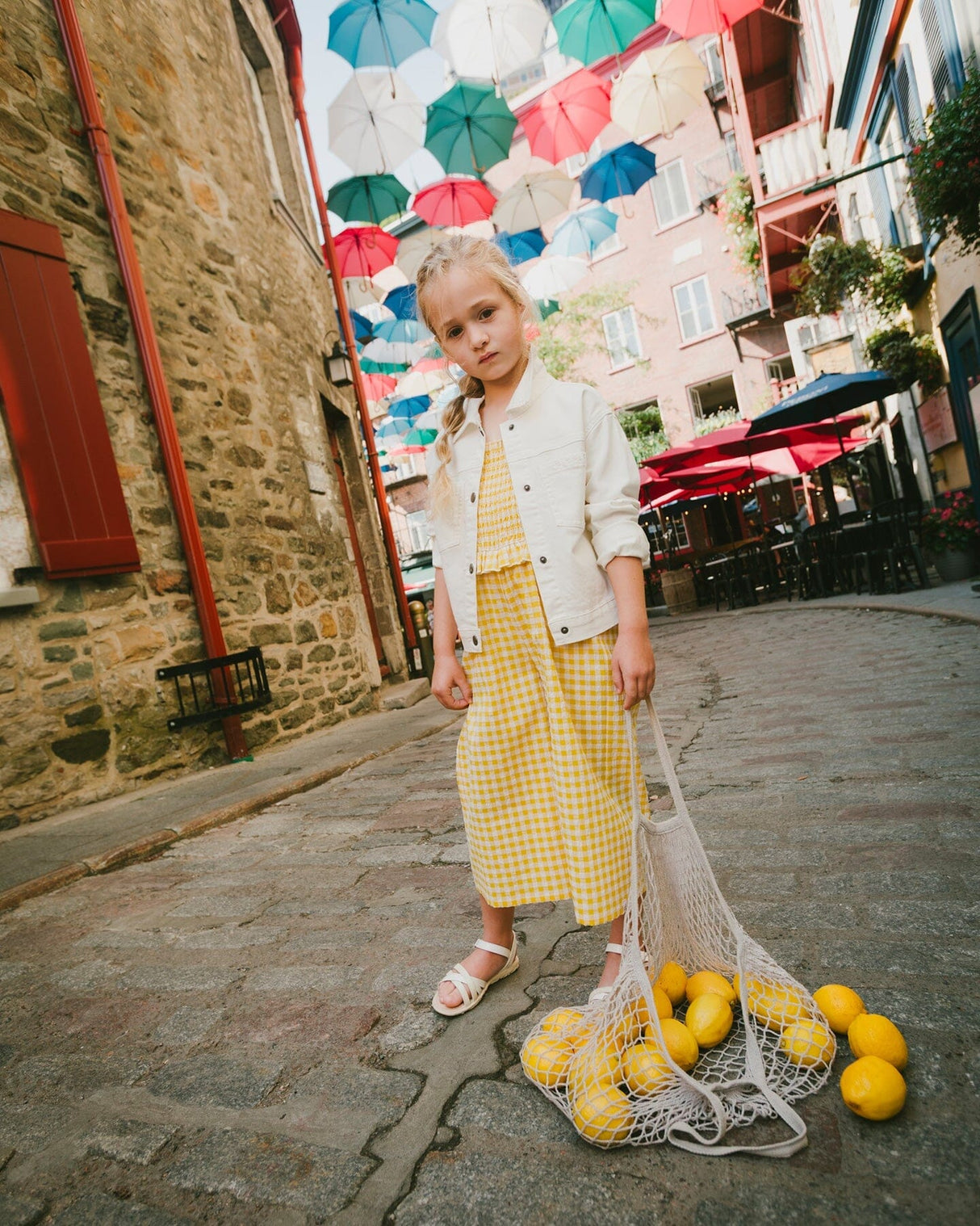Capri Jumpsuit With Smocking Yellow Gingham-1