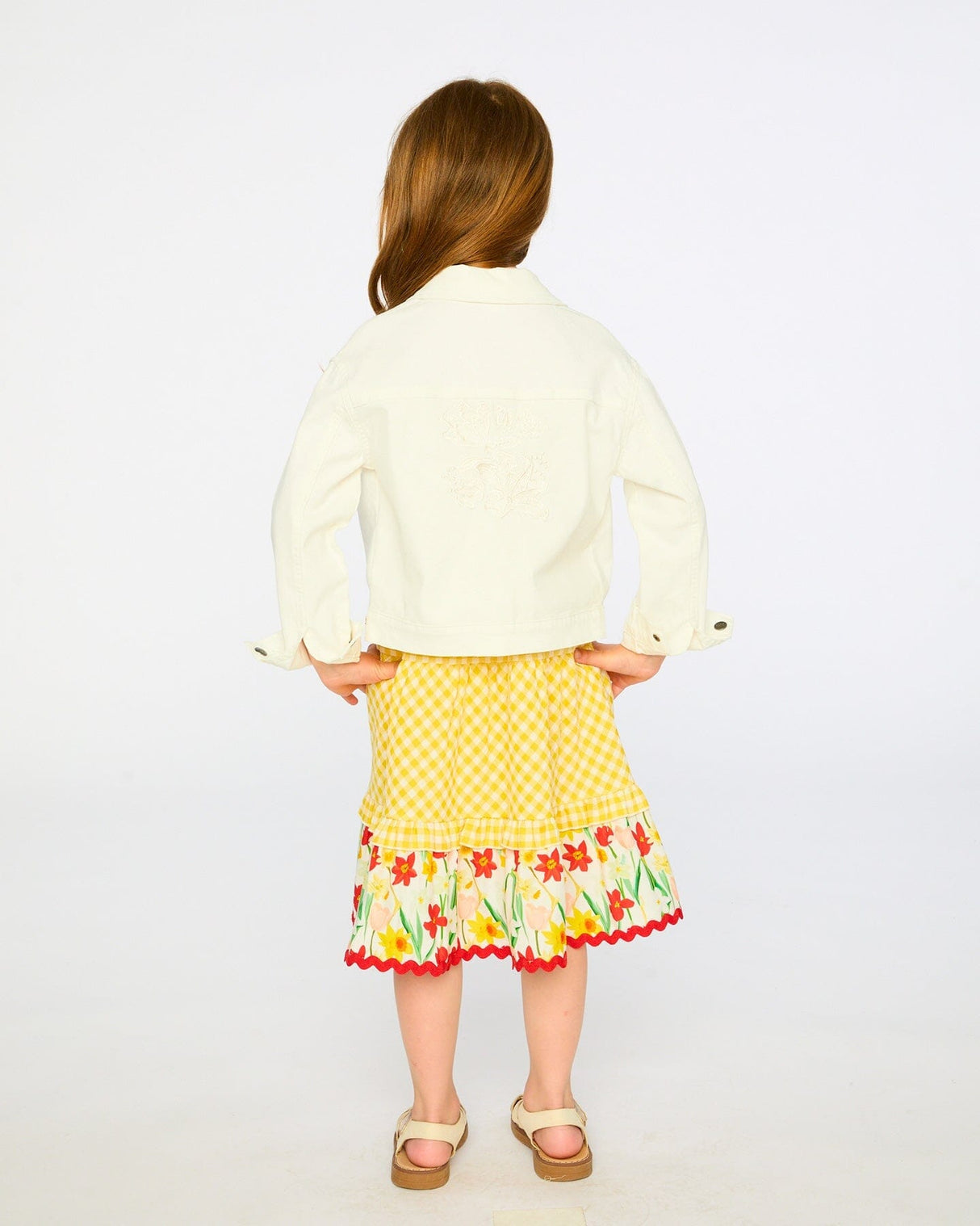 White Denim Jacket With Embroidery-2