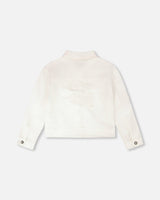 White Denim Jacket With Embroidery-3