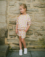 French Terry Sweatshirt Pink Printed Daisies-1