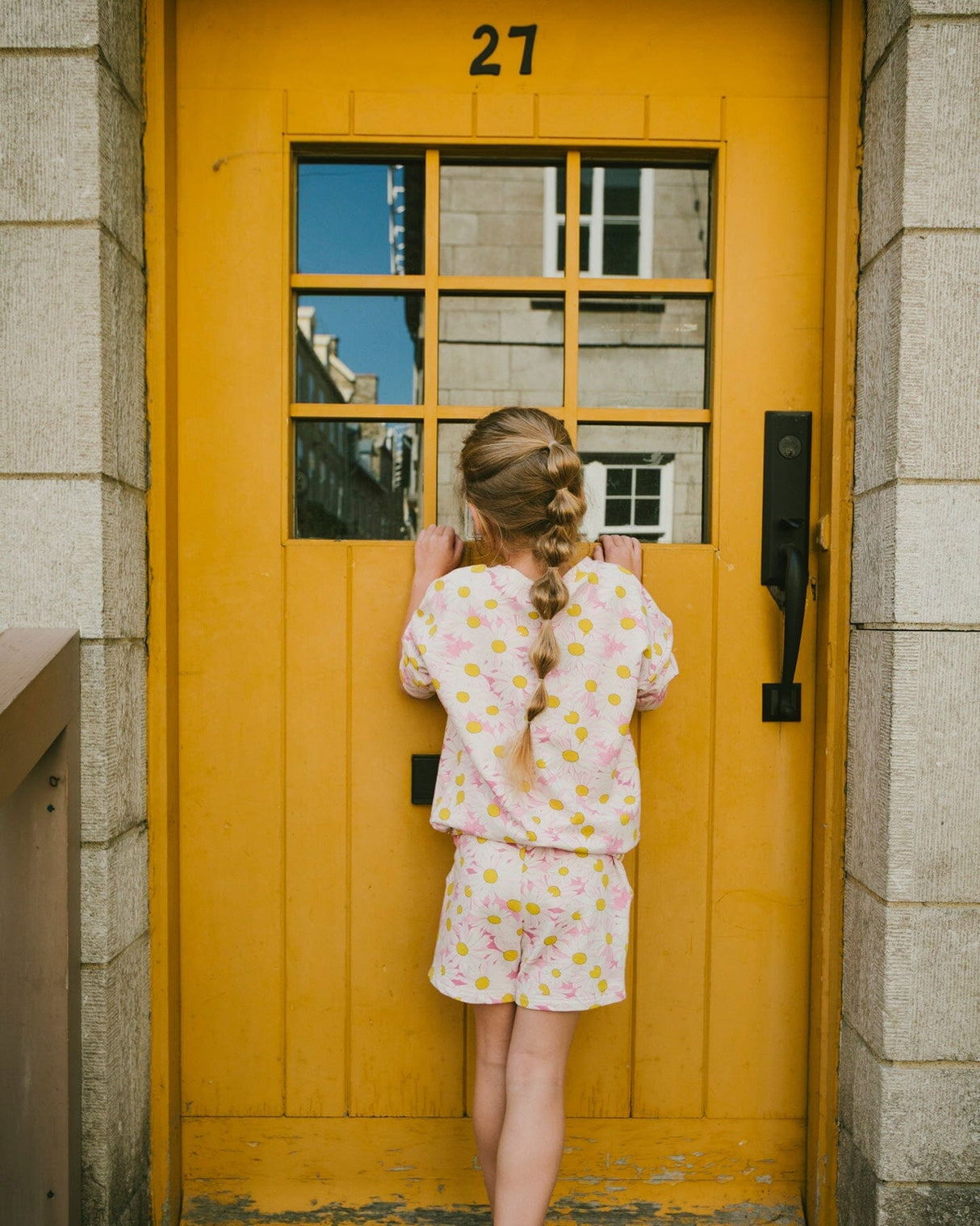 French Terry Sweatshirt Pink Printed Daisies-2
