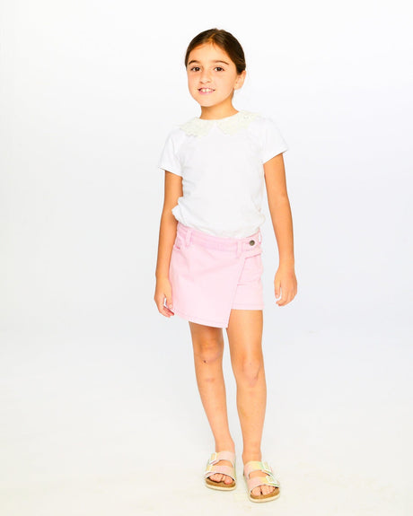 T-Shirt With Crochet Peter Pan Collar White-1
